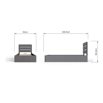 Harlon Grey 3′ End Lift Ottoman Single Bed