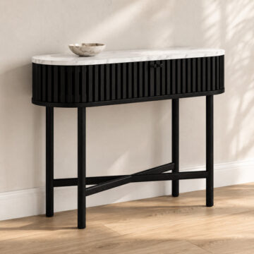 Serenity Black Oval Console Table | Marble Top