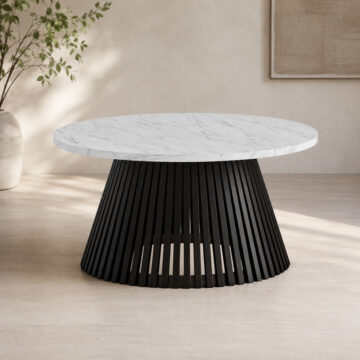 Serenity Black Round Coffee Table | Marble Top