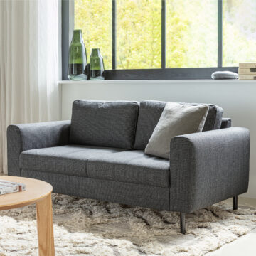Brookvale 2.5-Seater Sofa in  Dark Grey Fabric | Legs Matt Black Steel