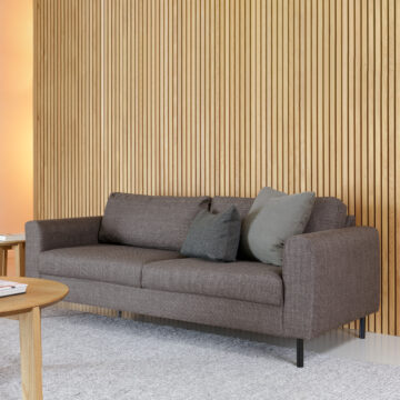 Brookvale 3-Seater Sofa in  Light Grey Brown Fabric | Legs Matt Black Steel