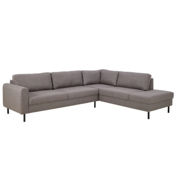 Brookvale Corner Sofa With Open End RHF in  Light Grey Brown Fabric | Legs Matt Black Steel