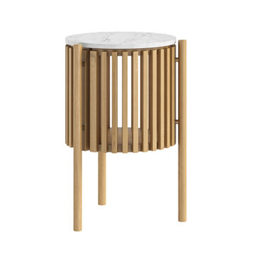 Serenity Oak Story Side Table With Marble Top