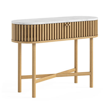 Serenity Oak Oval Console Table With Marble Top