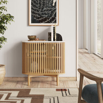 Serenity Oak Cupboard With Marble Top