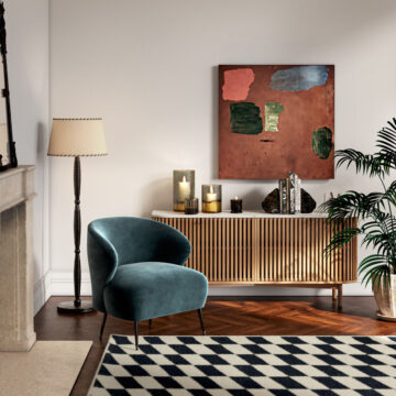Serenity Oak Large Sideboard With Marble Top