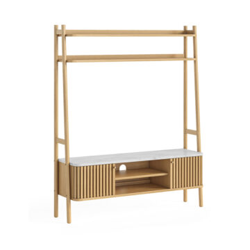 Serenity Oak Larder TV Unit 1370 With Marble Top