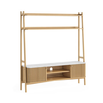 Serenity Oak Larder TV Unit 1650 With Marble Top