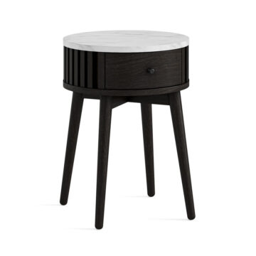 Serenity Black Round Side Table With Marble Top