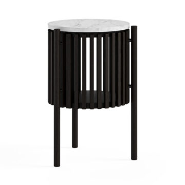Serenity Black Story Side Table With Marble Top