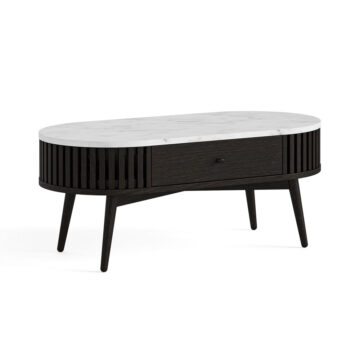 Serenity Black Oval Coffee Table With Marble Top