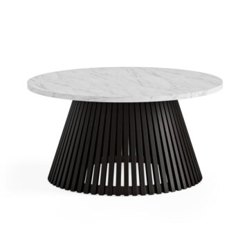Serenity Black Round Coffee Table With Marble Top