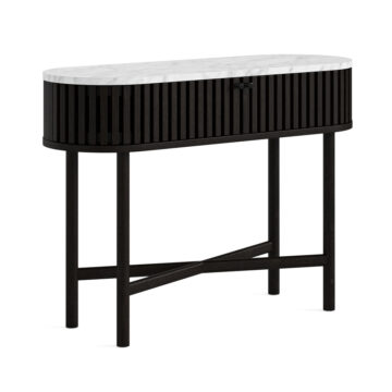 Serenity Black Oval Console Table With Marble Top