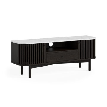 Serenity Black Small TV Unit With Marble Top