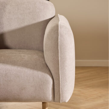 Marlowe 2+2-Seater Sofa in Fay Beige Fabric | Legs in Matt Oak
