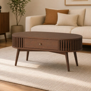 Serenity Brown Oak 1 Drawer Oval Coffee Table