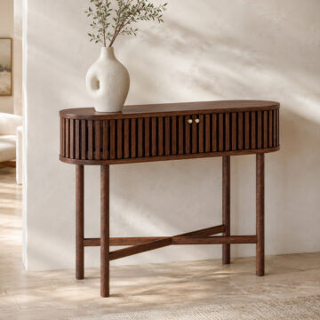 Serenity Brown Oak Oval Console Table