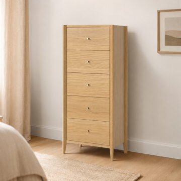 Salem Oak 5 Drawer Tallboy