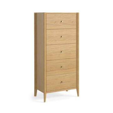 Salem Oak 5 Drawer Tallboy