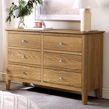 Dover Oak Chest of 6 Drawers | Assembled | Clearance