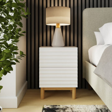 Karlo Ribbed 2 Drawer Bedside Table