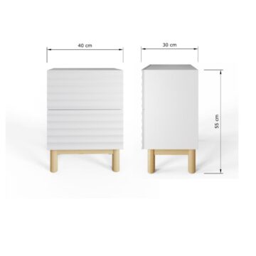 Karlo White 2 Drawer Bedside Table