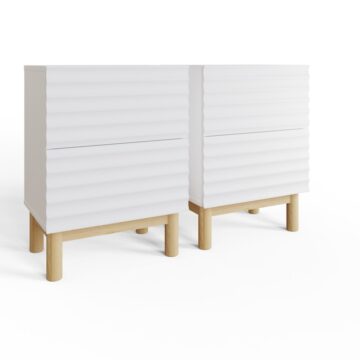 Karlo White Pair of 2 Drawer Bedside Tables
