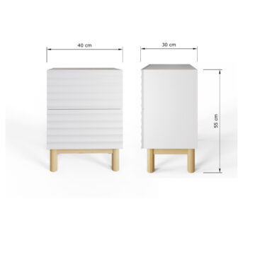 Karlo White Pair of 2 Drawer Bedside Tables