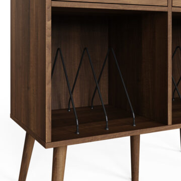 Studio 2 Drawer Vinyl Turntable Stand | Walnut Finish