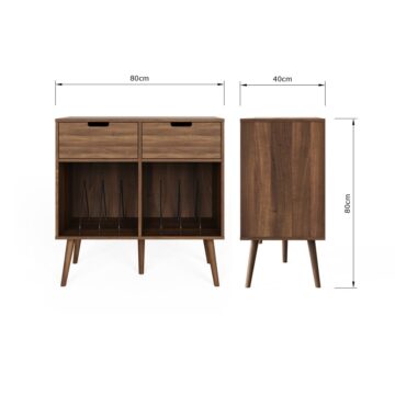 Studio 2 Drawer Vinyl Turntable Stand | Walnut Finish