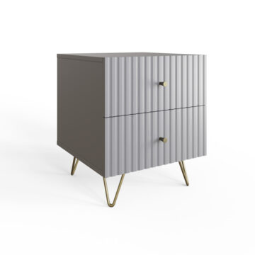 Studio Ribbed 2 Drawer Grey Bedside Table