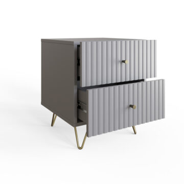 Studio Grey Ribbed 2 Drawer Bedside Table
