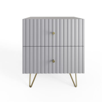 Studio Grey Ribbed 2 Drawer Bedside Table
