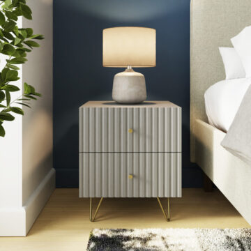 Studio Ribbed 2 Drawer Grey Bedside Table