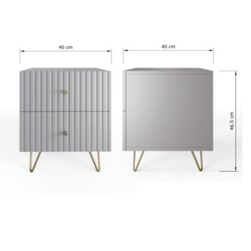 Studio Grey Ribbed 2 Drawer Bedside Table