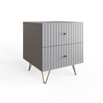 Studio Grey Ribbed Pair of 2 Drawer Bedside Tables