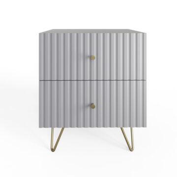 Studio Grey Ribbed Pair of 2 Drawer Bedside Tables