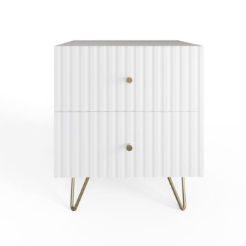 Studio White Ribbed 2 Drawer Bedside Table