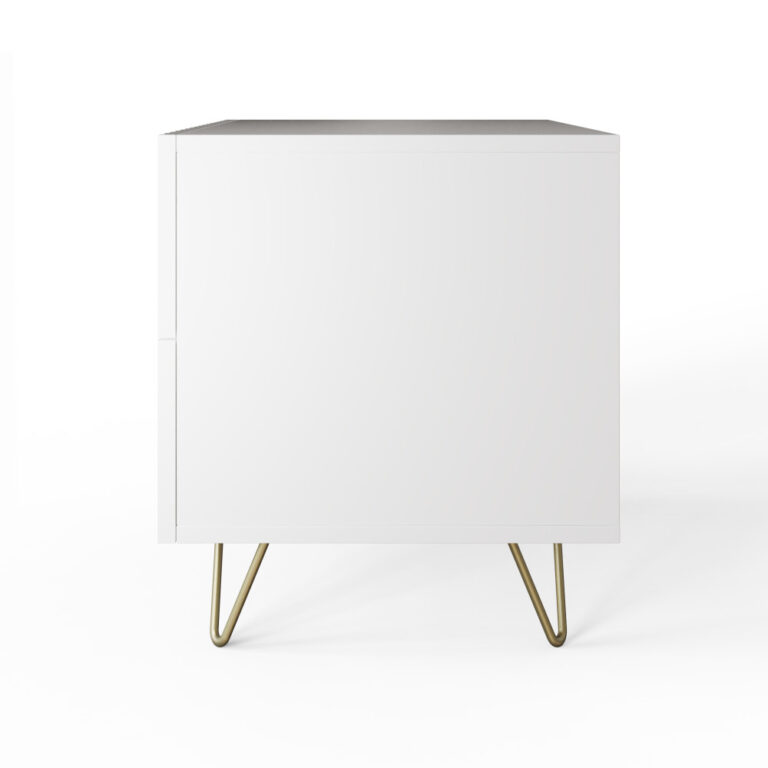 Studio White Ribbed 2 Drawer Bedside Table | Oak World