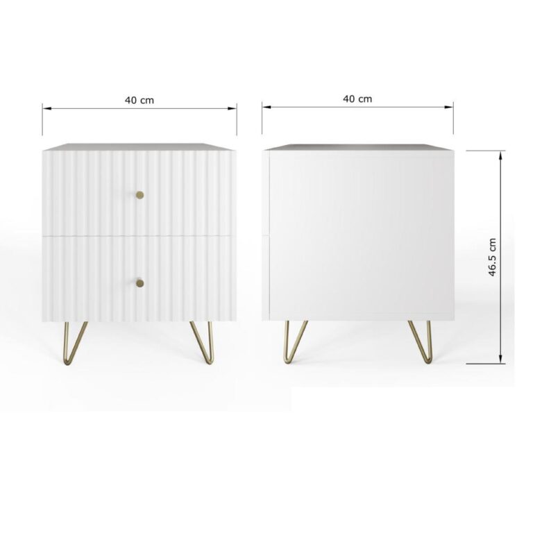 Studio White Ribbed 2 Drawer Bedside Table | Oak World