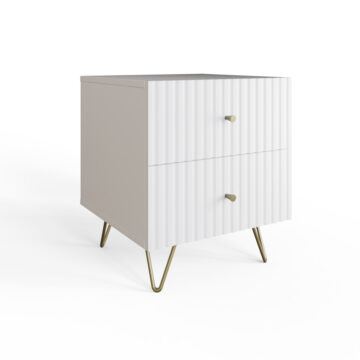 Studio White Pair of Ribbed 2 Drawer Bedside Tables