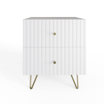 Studio White Pair of Ribbed 2 Drawer Bedside Tables