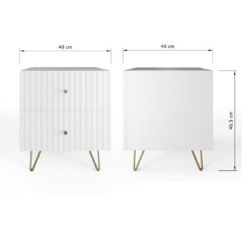 Studio White Pair of Ribbed 2 Drawer Bedside Tables