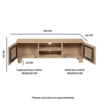 Aterra Mango Wood 2 Door TV Cabinet 145cm