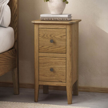 Harrogate Warm Oak Narrow Bedside Cabinet | Assembled