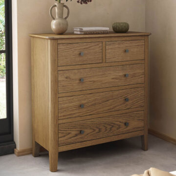 Harrogate Warm Oak 2 Over 3 Chest of Drawers | Assembled