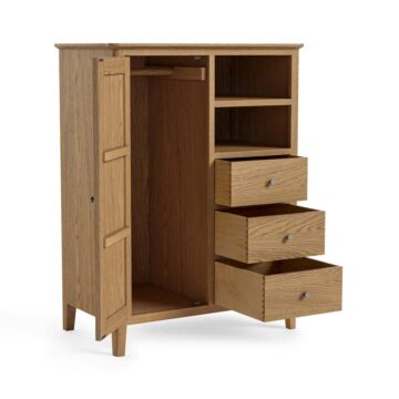 Harrogate Warm Oak Combi Wardrobe with Drawers | Assembled