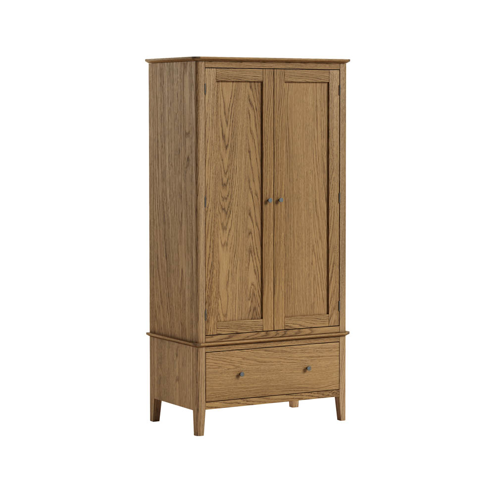 Harrogate Warm Oak Gentlemans Wardrobe with Drawer