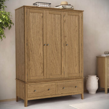 Harrogate Warm Oak Triple Wardrobe