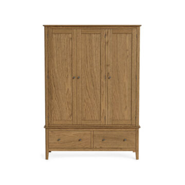 Harrogate Warm Oak Triple Wardrobe with Drawers